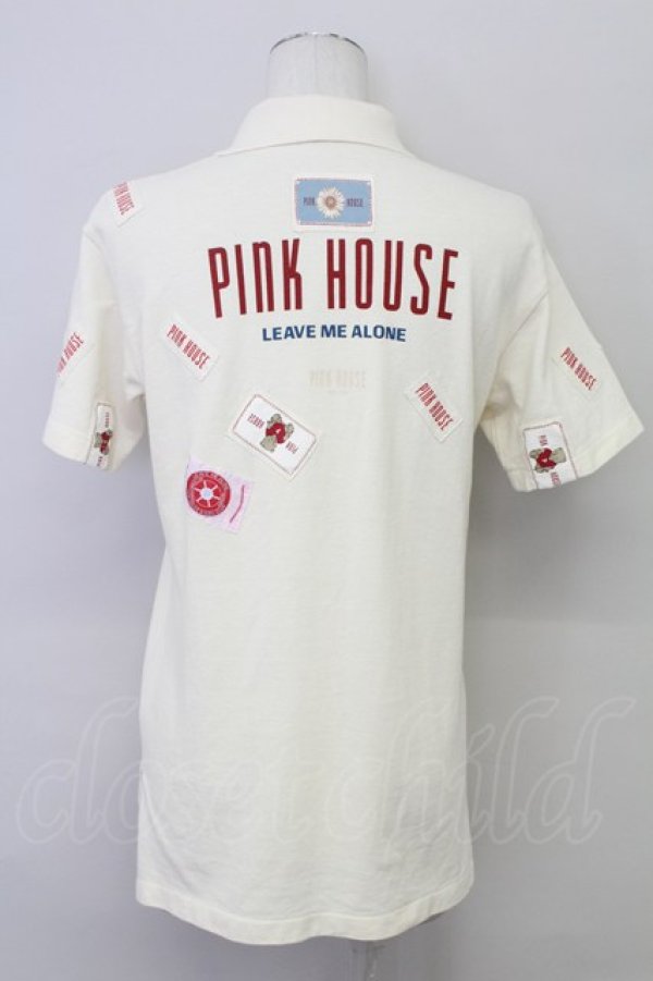 画像2: PINK HOUSE / ワッペンデザイン半袖ポロシャツ  アイボリー T-25-08-21-004-LO-TO-SA-ZT (2)