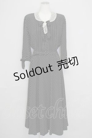 画像: INGEBORG / レース襟重ねドットワンピース  黒Ｘ白 T-25-08-24-023-LO-OP-SA-ZI