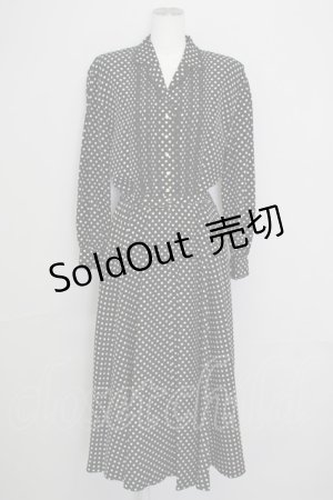 画像: INGEBORG / ドット長袖ワンピース  黒Ｘアイボリー T-25-08-24-024-LO-OP-SA-ZI