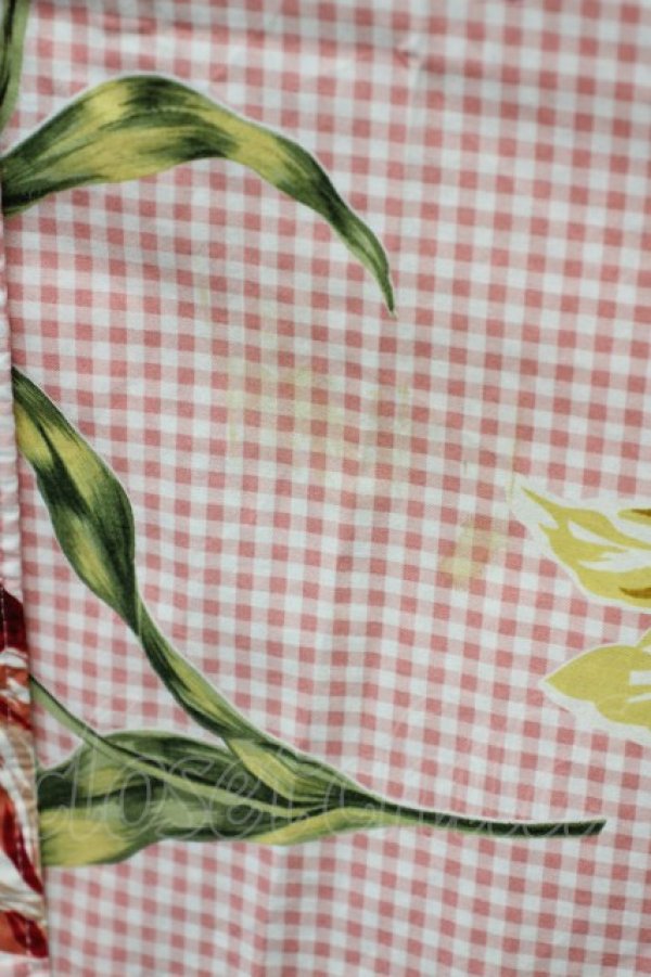 画像4: INGEBORG / チューリップギンガムチェック半袖ブラウス  ピンク T-25-08-24-004-LO-BL-SA-ZT1227K (4)