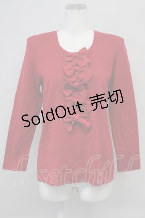 画像: INGEBORG / 5つリボンニットトップス  赤 T-25-08-24-006-LO-TO-SA-ZI