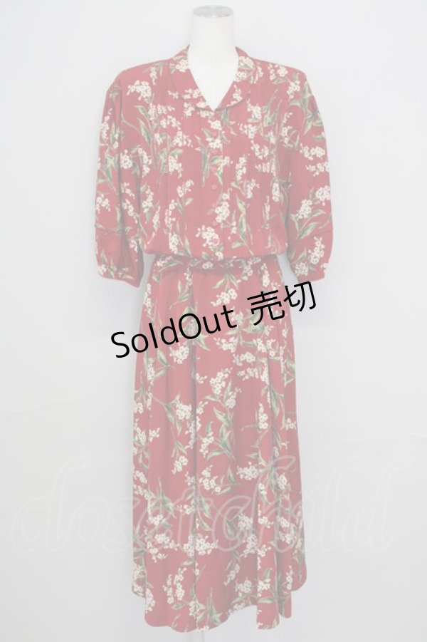 画像1: INGEBORG / 桜プリントワンピース  赤 T-25-08-24-015-LO-OP-SA-ZT003 (1)