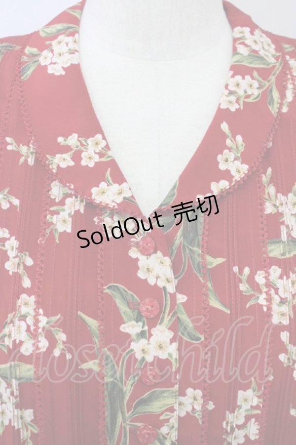 画像3: INGEBORG / 桜プリントワンピース  赤 T-25-08-24-015-LO-OP-SA-ZT003 (3)