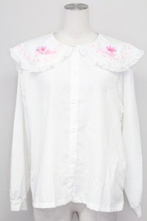 画像: ACDC RAG / ホイップネコブラウス  白Ｘピンク T-25-08-25-001-PU-BL-SA-ZT