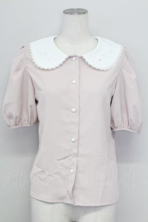 画像: DearMyLoveRose / ローズ刺繍丸襟ブラウス M ピンク T-25-08-25-004-EL-BL-SA-ZT