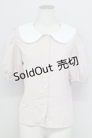 画像: DearMyLoveRose / ローズ刺繍丸襟ブラウス M ピンク T-25-08-25-004-EL-BL-SA-ZI