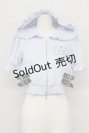 画像: Ank Rouge / ロゴ刺しゅうキラキラショートパーカー  サックス T-25-08-25-005-CA-TO-SA-ZI