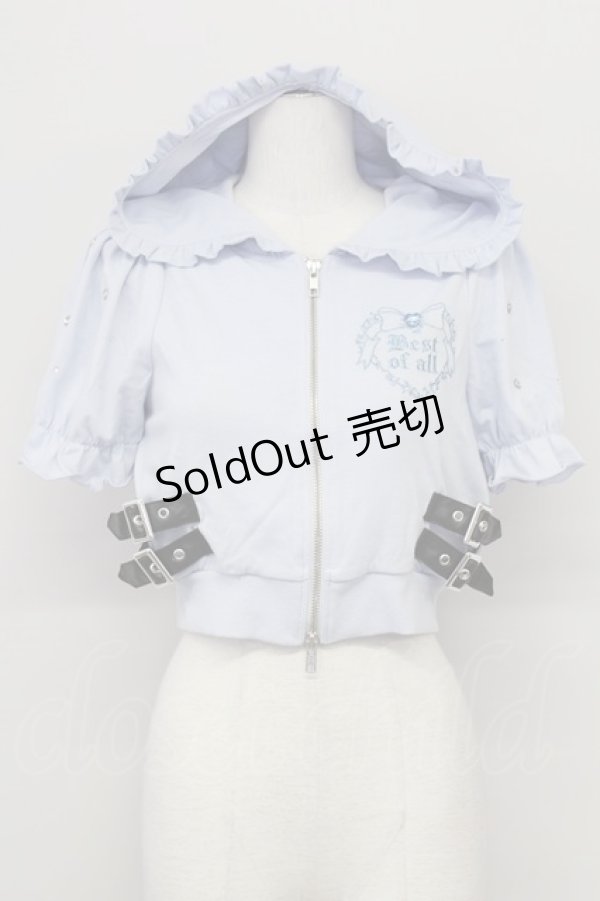 画像1: Ank Rouge / ロゴ刺しゅうキラキラショートパーカー  サックス T-25-08-25-005-CA-TO-SA-ZI (1)