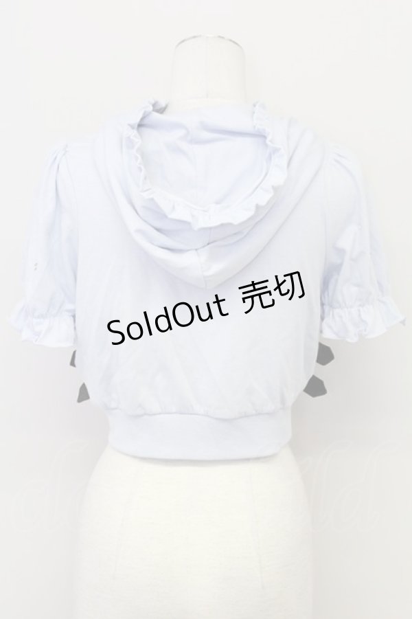 画像2: Ank Rouge / ロゴ刺しゅうキラキラショートパーカー  サックス T-25-08-25-005-CA-TO-SA-ZI (2)