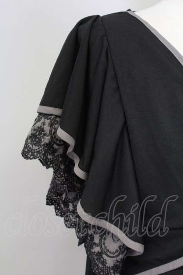 画像3: axes femme / 袖レース前結びトップス M ブラック T-25-08-25-009-AX-TO-SA-ZT (3)