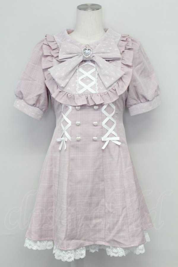 画像1: DearMyLove / ハートドットヨークレースアップワンピース M ピンク T-25-08-25-014-EL-OP-SA-ZT (1)