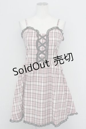画像: Jamie エーエヌケー / チェックキャミワンピース  ピンク T-25-08-25-015-LO-OP-SA-ZI
