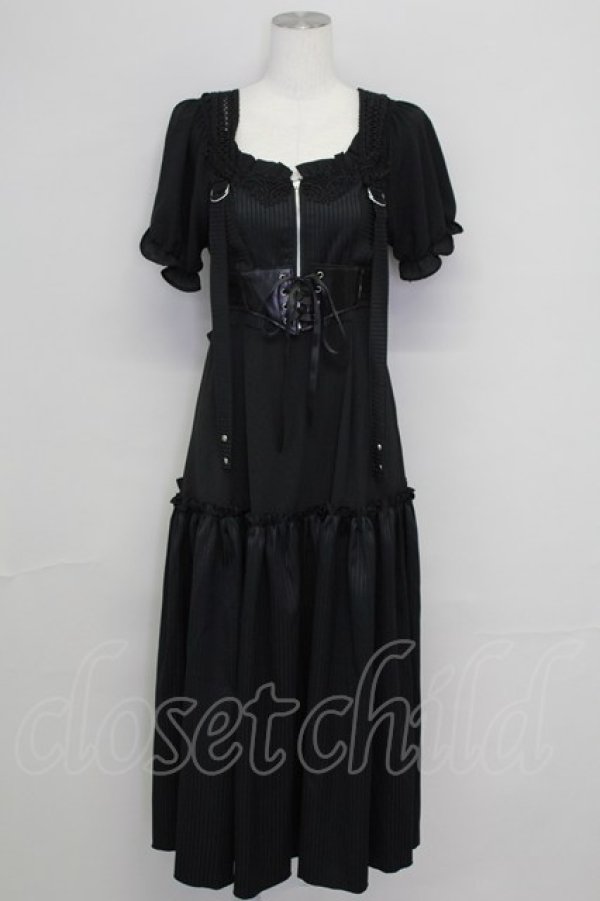 画像1: MR corset / コルセットデザインワンピース  黒 T-25-08-25-019-PU-OP-SA-ZT (1)