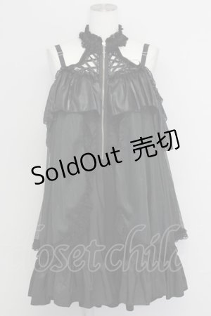 画像: MR corset / H&A DOUBLE NECK LACE MINI TUNIC DRESS  黒 T-25-08-25-020-PU-OP-SA-ZI