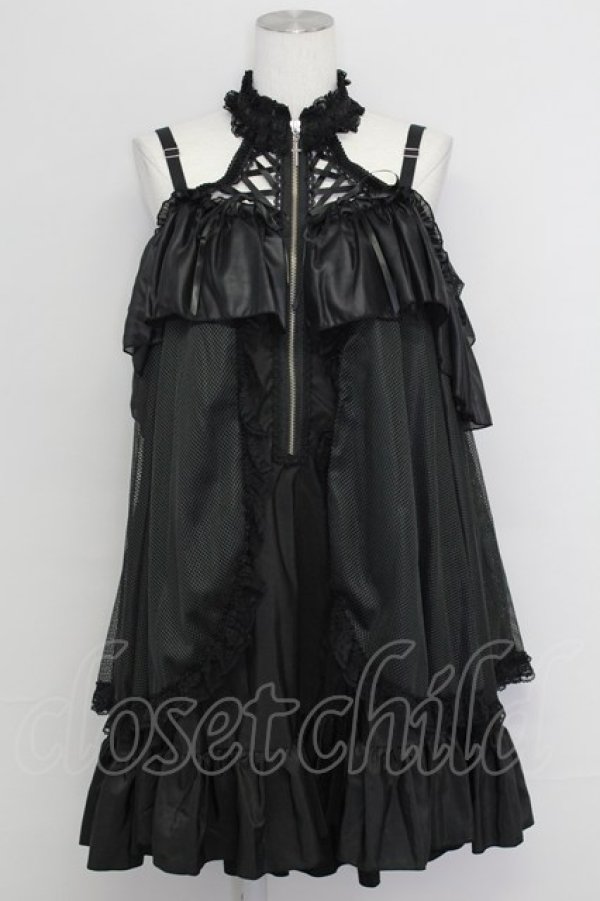 画像1: MR corset / H&A DOUBLE NECK LACE MINI TUNIC DRESS  黒 T-25-08-25-020-PU-OP-SA-ZT (1)