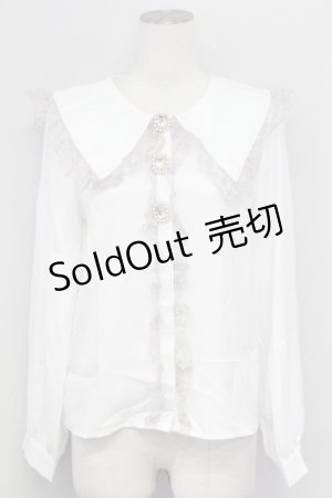 画像: MA*RS / セーラー襟パールビジューボタンブラウス  白Ｘピンク T-25-08-27-003-EL-BL-SA-ZI