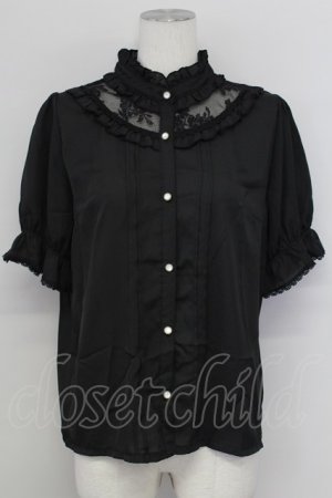 画像: axes femme / ローズカメオ×ジャボブラウス L 黒 T-25-08-27-004-AX-BL-SA-ZT