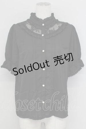 画像: axes femme / ローズカメオ×ジャボブラウス L 黒 T-25-08-27-004-AX-BL-SA-ZT