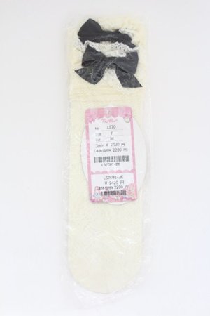 画像: To Alice / ヴィンテージドールソックス  アイボリーＸ黒 T-25-08-27-019-LO-ZA-SA-ZT