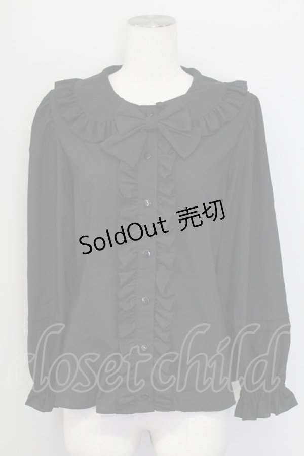 画像1: heavenly garden / フリル襟長袖ブラウス  黒 T-25-08-30-004-LO-BL-SA-ZI (1)