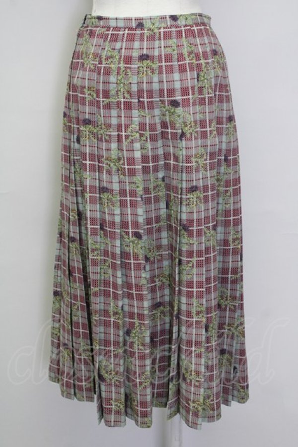 画像2: PINK HOUSE / チェックたんぽぽ風スカート  赤ＸグレーチェックＸ紫 T-25-08-30-036-LO-SK-SA-ZS (2)