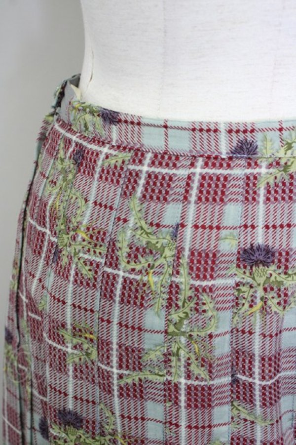 画像3: PINK HOUSE / チェックたんぽぽ風スカート  赤ＸグレーチェックＸ紫 T-25-08-30-036-LO-SK-SA-ZS (3)