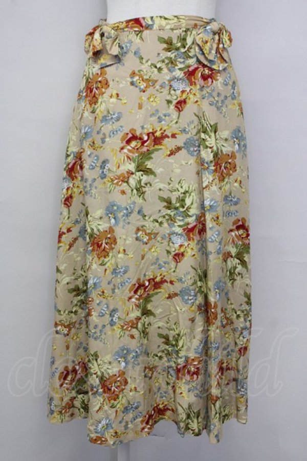 画像1: INGEBORG / 絵画フラワープリントスカート  ベージュ T-25-08-30-038-LO-SK-SA-ZS (1)