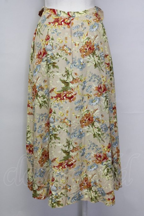 画像2: INGEBORG / 絵画フラワープリントスカート  ベージュ T-25-08-30-038-LO-SK-SA-ZS (2)