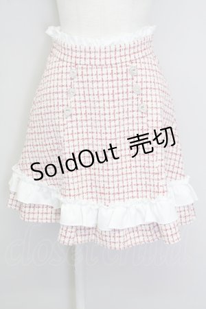 画像: DearMyLove / ハートビジューフリルツイードスカート M 赤Ｘ白 T-25-08-30-039-EL-SK-SA-ZI