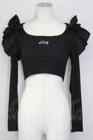 画像: lilLilly / 3段フリルニットショートトップス  黒 T-25-08-30-005-LO-TO-SA-ZI