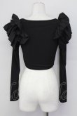 画像2: lilLilly / 3段フリルニットショートトップス  黒 T-25-08-30-005-LO-TO-SA-ZI (2)