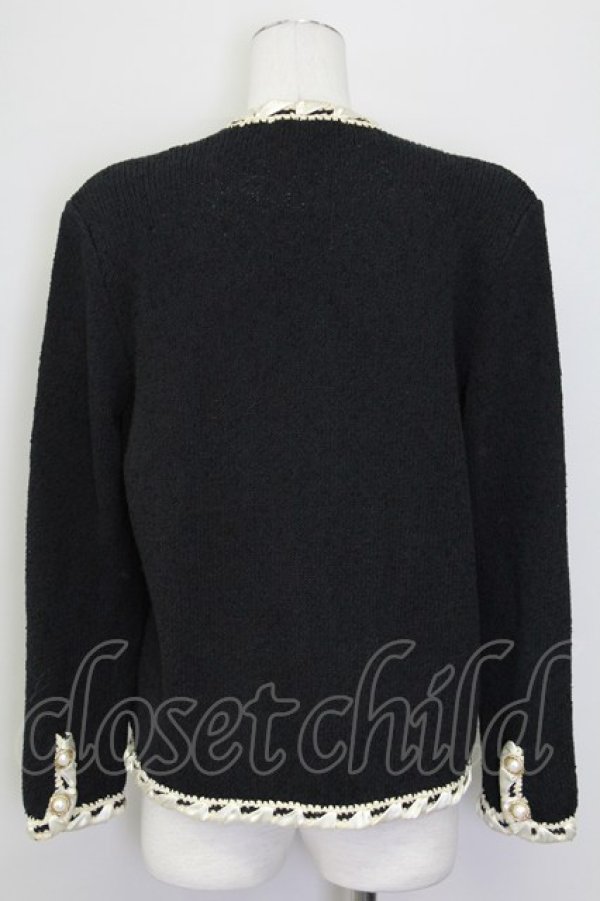 画像2: INGEBORG / サイドリボンデザインジャケット  黒Ｘ白 T-25-08-30-007-LO-JA-SA-ZI (2)