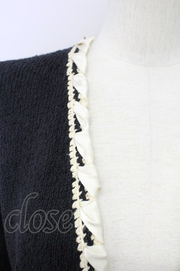 画像3: INGEBORG / サイドリボンデザインジャケット  黒Ｘ白 T-25-08-30-007-LO-JA-SA-ZI (3)