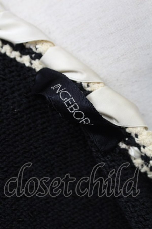 画像7: INGEBORG / サイドリボンデザインジャケット  黒Ｘ白 T-25-08-30-007-LO-JA-SA-ZI (7)