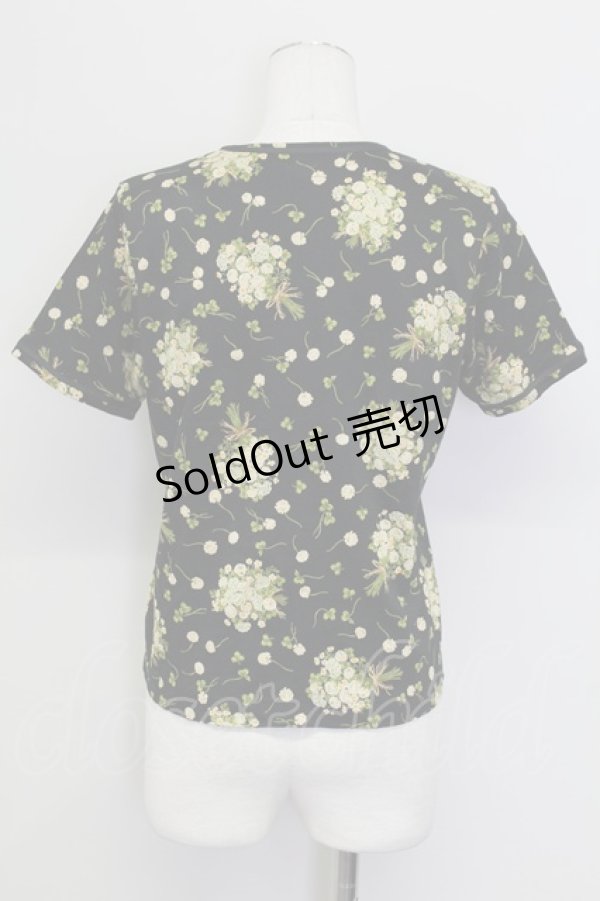 画像2: PINK HOUSE / シロツメクサ&クローバー半袖カットソー  黒 T-25-08-30-008-LO-TO-SA-ZT221 (2)
