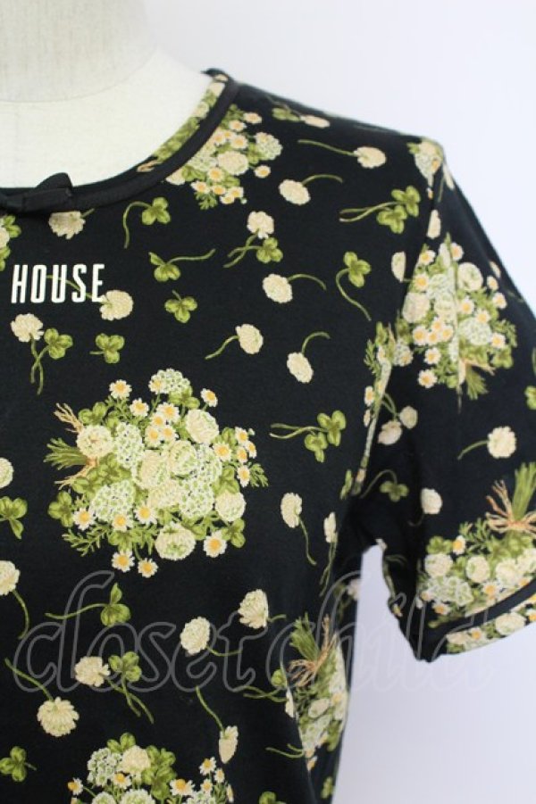 画像3: PINK HOUSE / シロツメクサ&クローバー半袖カットソー  黒 T-25-08-30-008-LO-TO-SA-ZT221 (3)