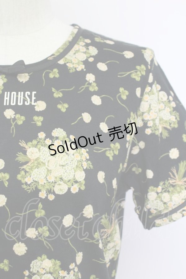 画像3: PINK HOUSE / シロツメクサ&クローバー半袖カットソー  黒 T-25-08-30-008-LO-TO-SA-ZT221 (3)