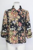 画像1: INGEBORG / フラワープリントチェックジャケット  黒Ｘブラウン T-25-08-30-009-LO-JA-SA-ZI (1)