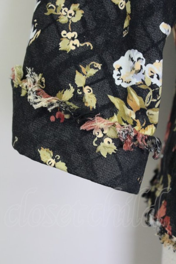 画像3: INGEBORG / フラワープリントチェックジャケット  黒Ｘブラウン T-25-08-30-009-LO-JA-SA-ZI (3)