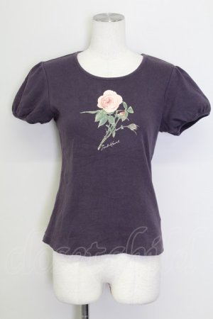 画像: PINK HOUSE / ローズプリント半袖カットソー  パープル T-25-08-30-011-LO-TO-SA-ZI