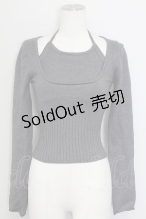 画像: GRL / 重ね着風ニットトップス  グレー T-25-08-30-012-LO-TO-SA-ZT