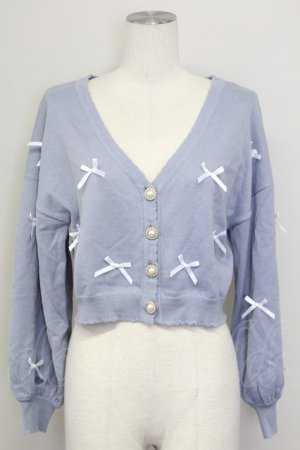 画像: Amavel / Dreamy Ribbon Wrappingカーディガン  ブルー T-25-08-30-014-CA-TO-SA-ZT