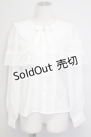 画像: Amavel / Classy Laceケープ付きブラウス  白 T-25-08-30-024-CA-BL-SA-ZT