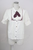 画像1: axes femme / クロスタイ付き刺繍ブラウス  キナリ T-25-09-05-003-AX-BL-SA-ZI (1)