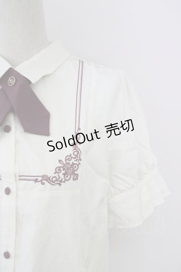 画像3: axes femme / クロスタイ付き刺繍ブラウス  キナリ T-25-09-05-003-AX-BL-SA-ZI (3)