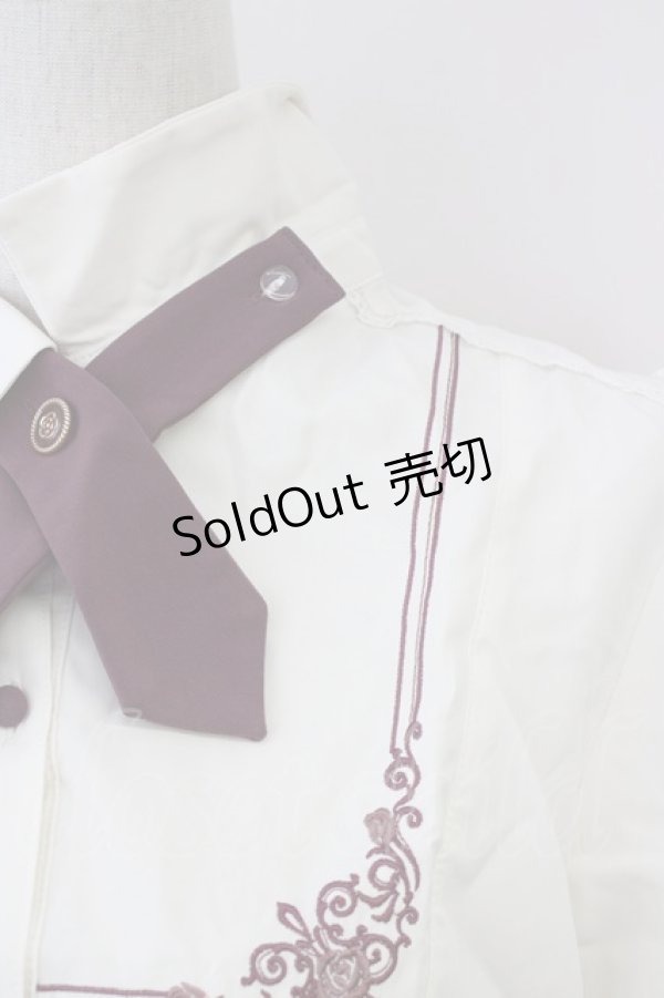 画像4: axes femme / クロスタイ付き刺繍ブラウス  キナリ T-25-09-05-003-AX-BL-SA-ZI (4)