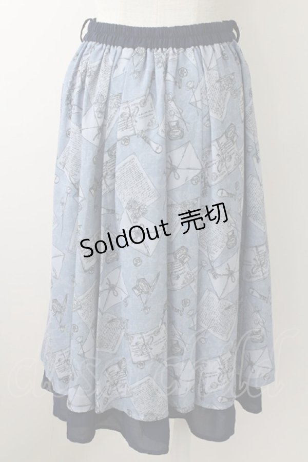 画像2: axes femme POETIQUE / プリュムプリントスカート  ブルー T-25-09-05-024-AX-SK-SA-ZI (2)