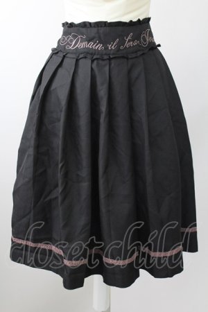 画像: axes femme POETIQUE / ロゴ刺繍プリーツスカート M ブラック T-25-09-05-025-AX-SK-SA-ZI