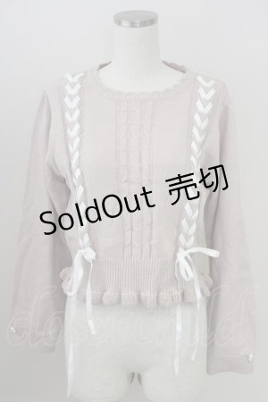 画像: axes femme / レースアップニットプルオーバー  ピンク T-25-09-05-004-AX-TO-SA-ZI