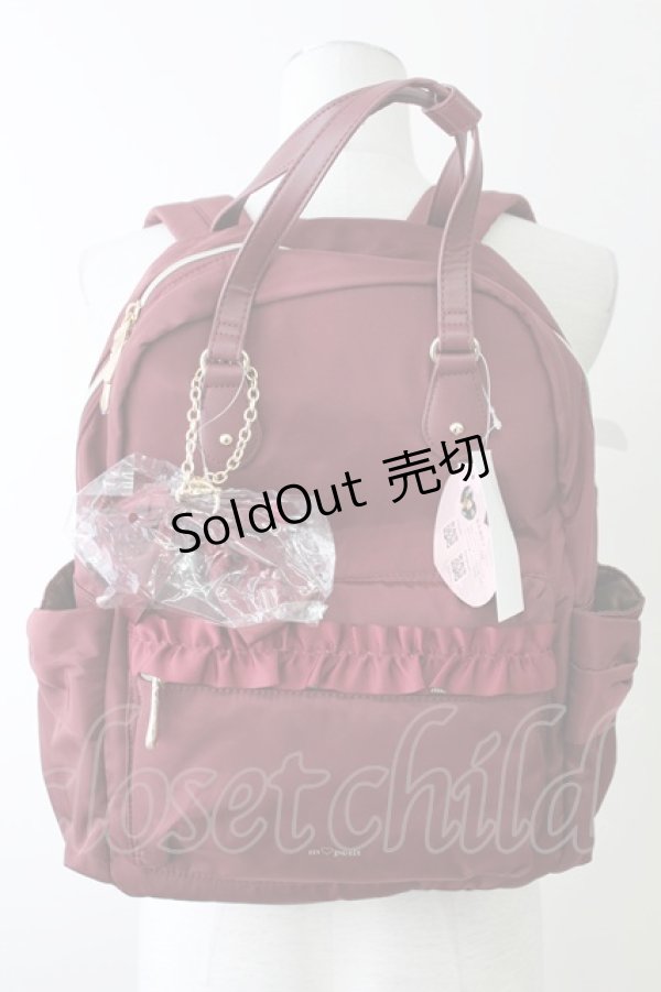 画像1: m petit by misako / AMリボンチャームツキリュックサック  濃赤 T-25-09-05-030-LO-BG-SA-ZI (1)